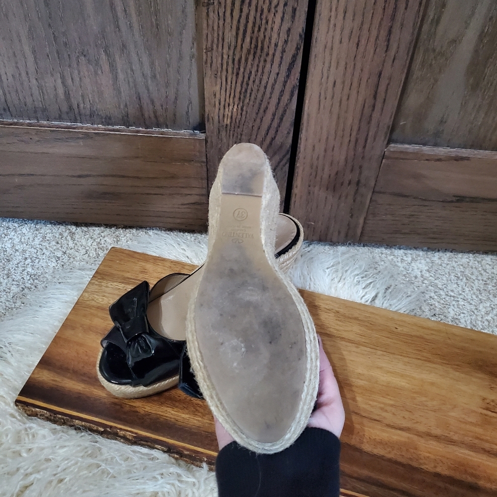 Valentino Black Espadrille Wedge Sandals - Picture 2 of 6
